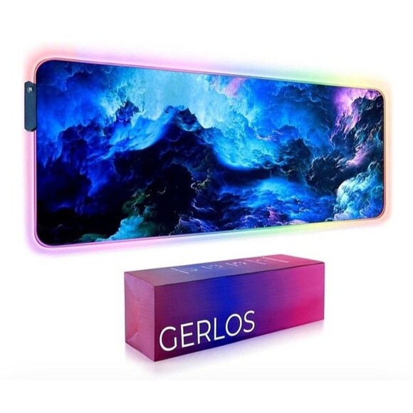 Extended Gaming Mouse Pad Large 31.5x11.8in Non-Slip Base Keyboard Mat Light Up - Picture 1 of 8